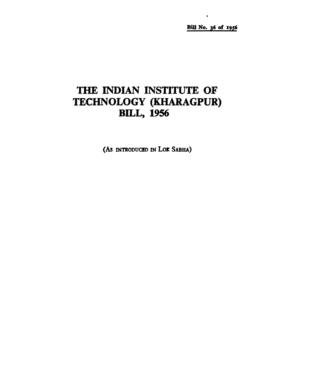 The Indian Institute of Technology (Kharagpur) Bill, 1956