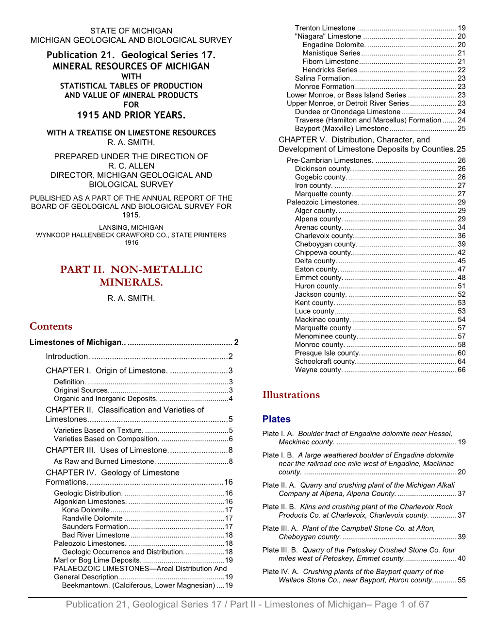 Publication 21. Geological Series 17. MINERAL RESOURCES OF