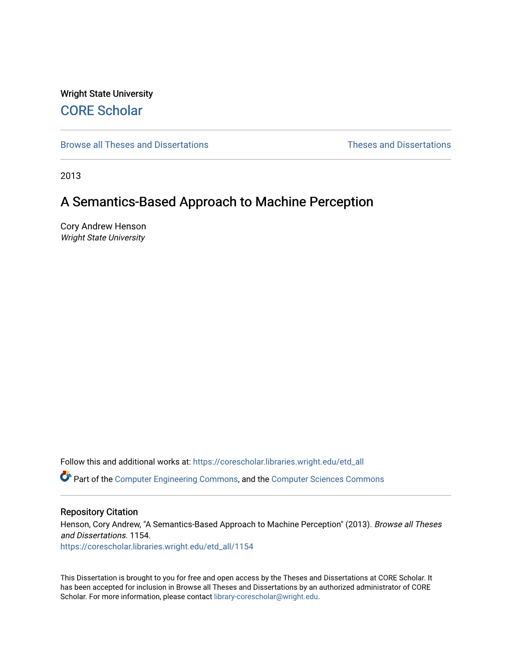 A Semantics-Based Approach to Machine Perception