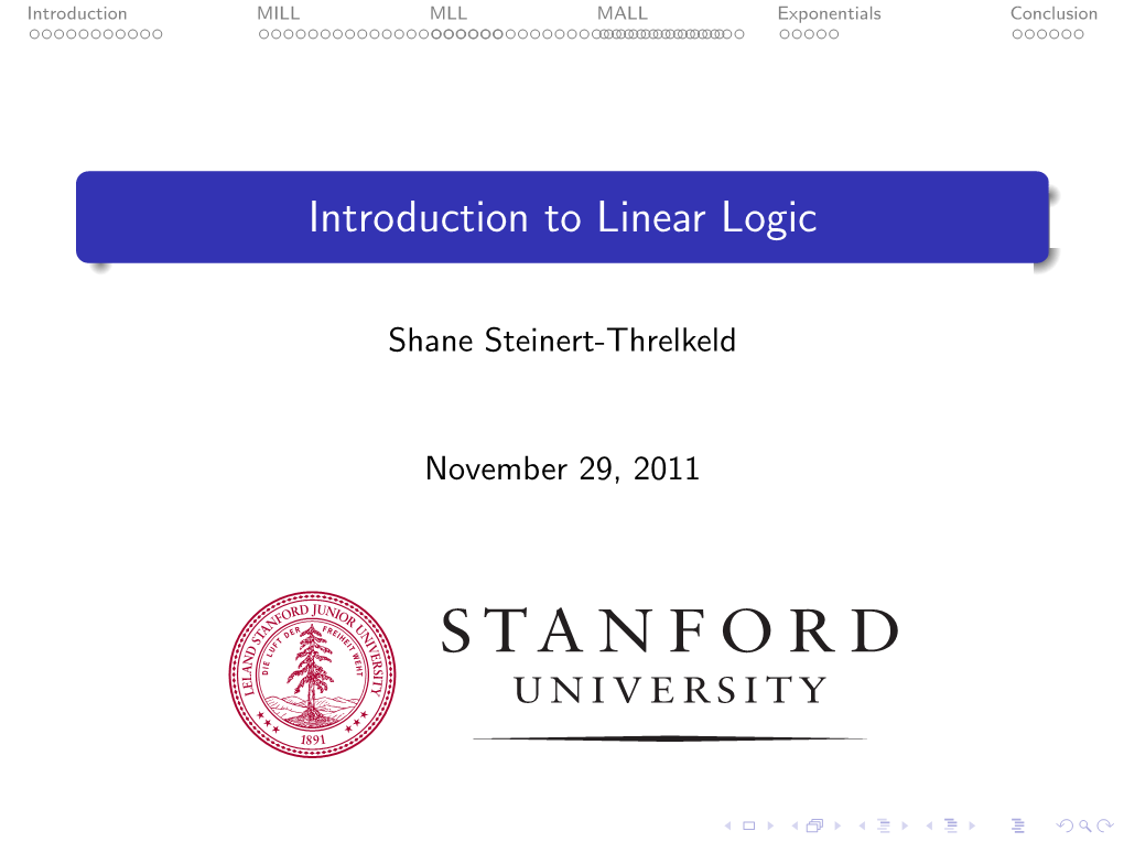 Introduction to Linear Logic