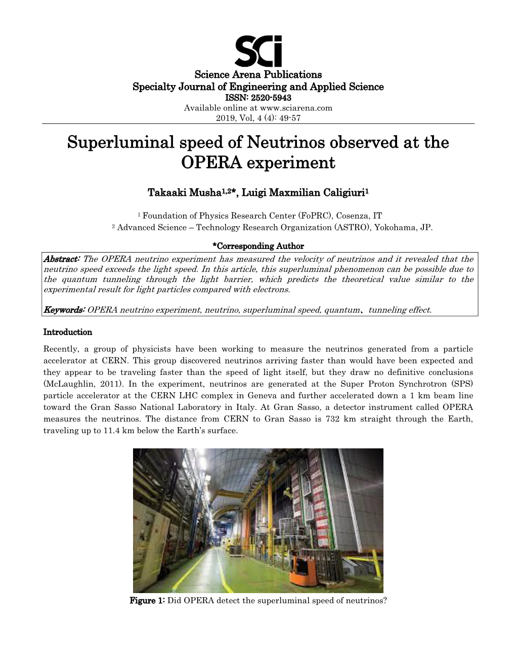Superluminal Speed of Neutrinos Observed at the OPERA Experiment