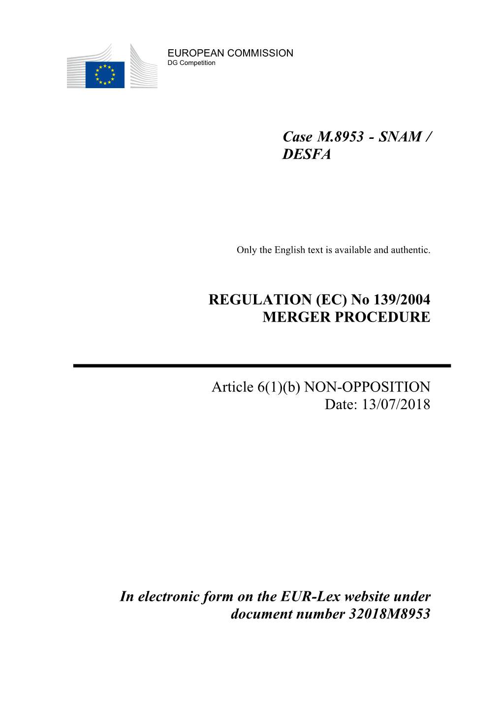 Case M.8953 - SNAM / DESFA