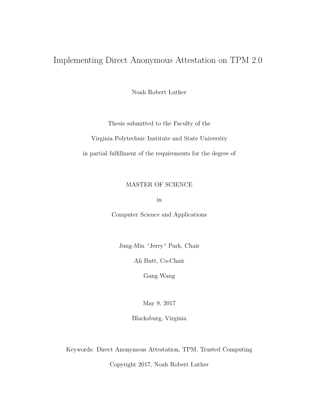 Implementing Direct Anonymous Attestation on TPM 2.0