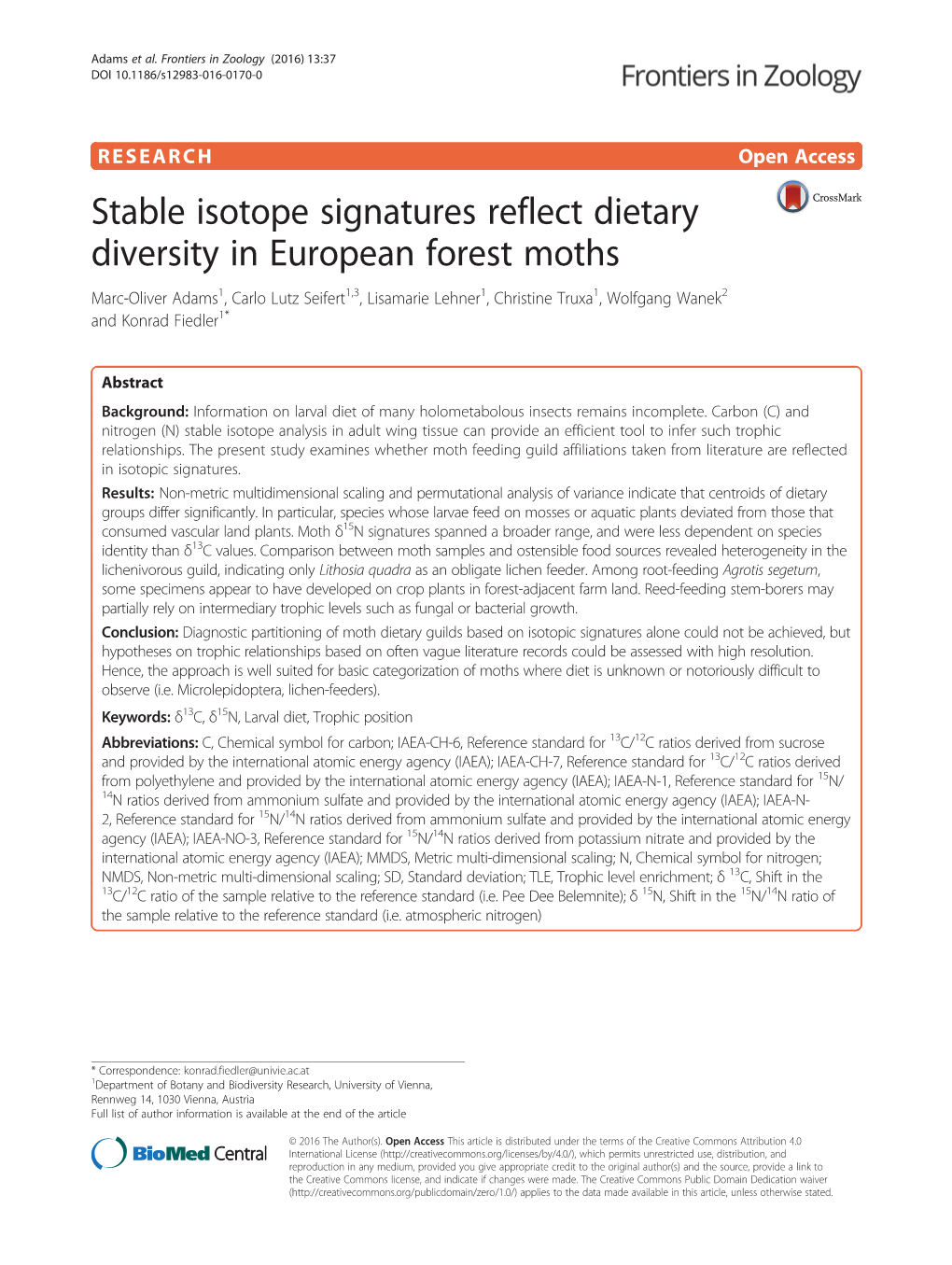Stable Isotope Signatures Reflect Dietary Diversity in European Forest