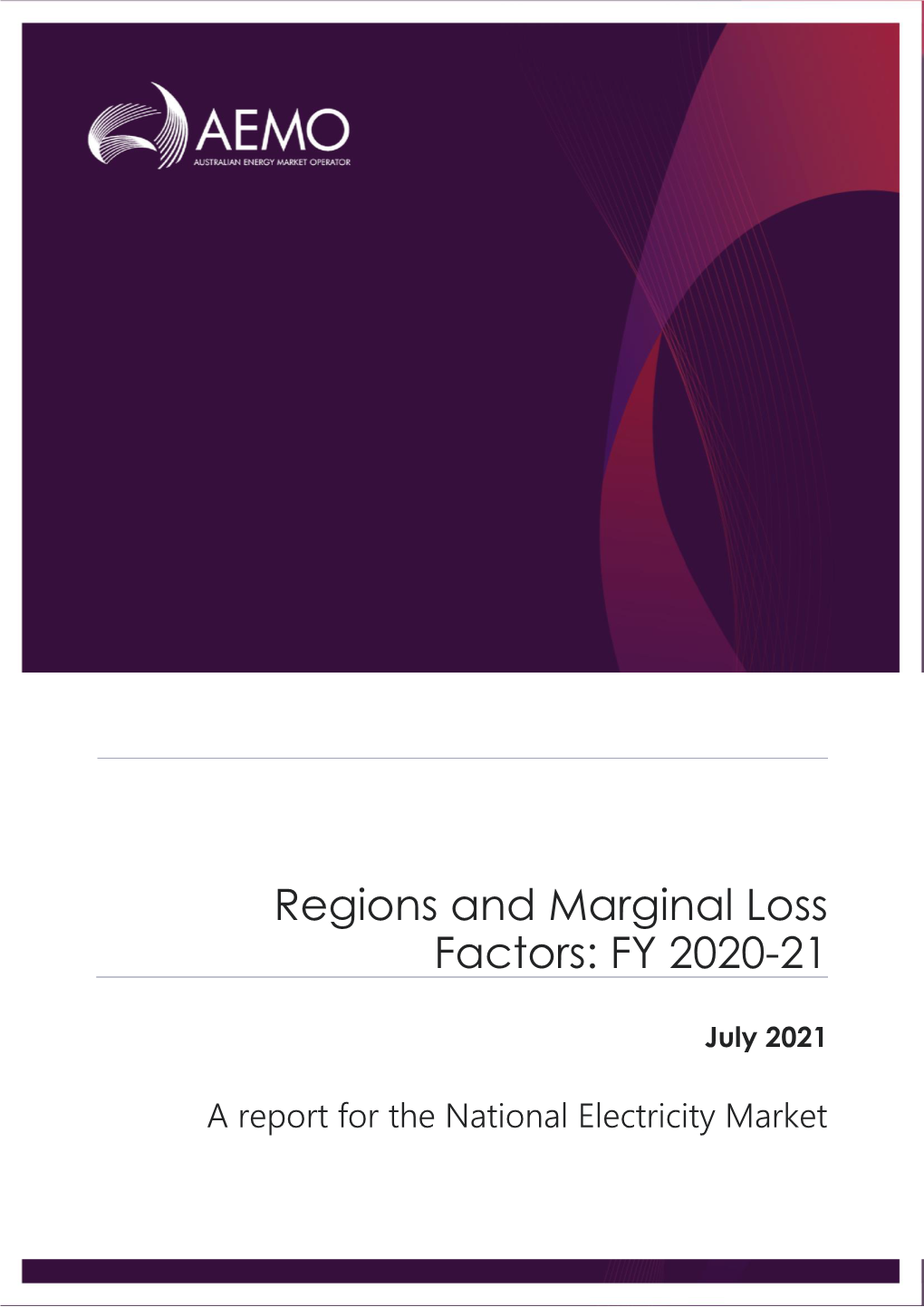 Regions and Marginal Loss Factors: FY 2020-21