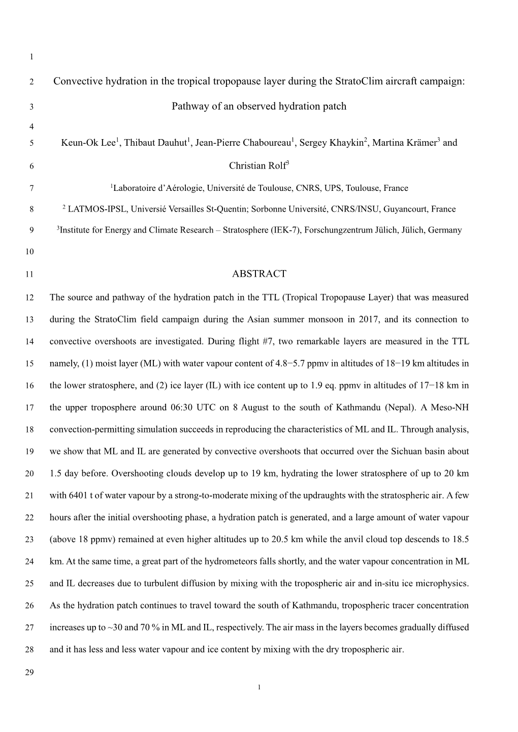 Convective Hydration in the Tropical Tropopause Layer During the Stratoclim Aircraft Campaign