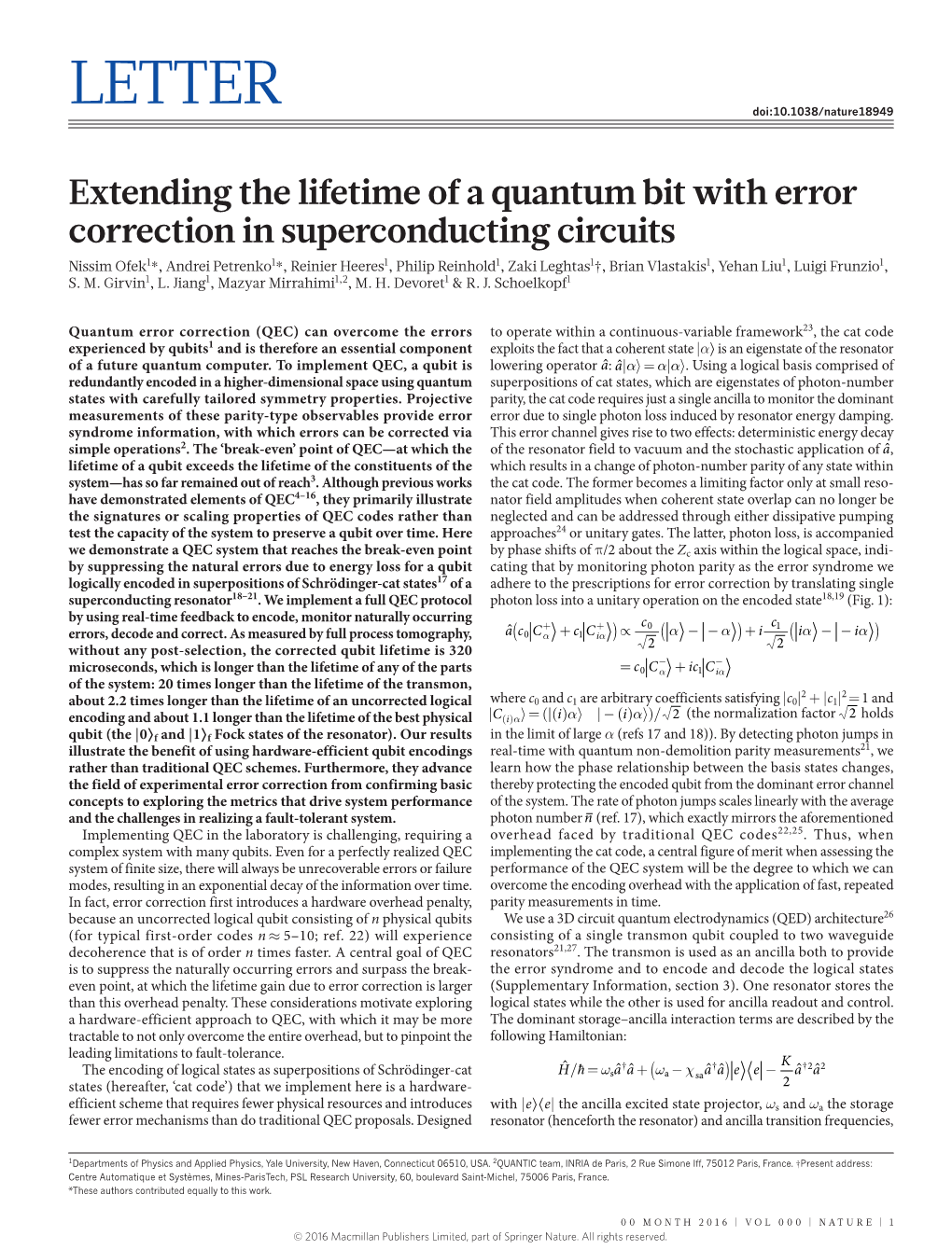 Extending the Lifetime of a Quantum Bit with Error Correction in Superconducting Circuits