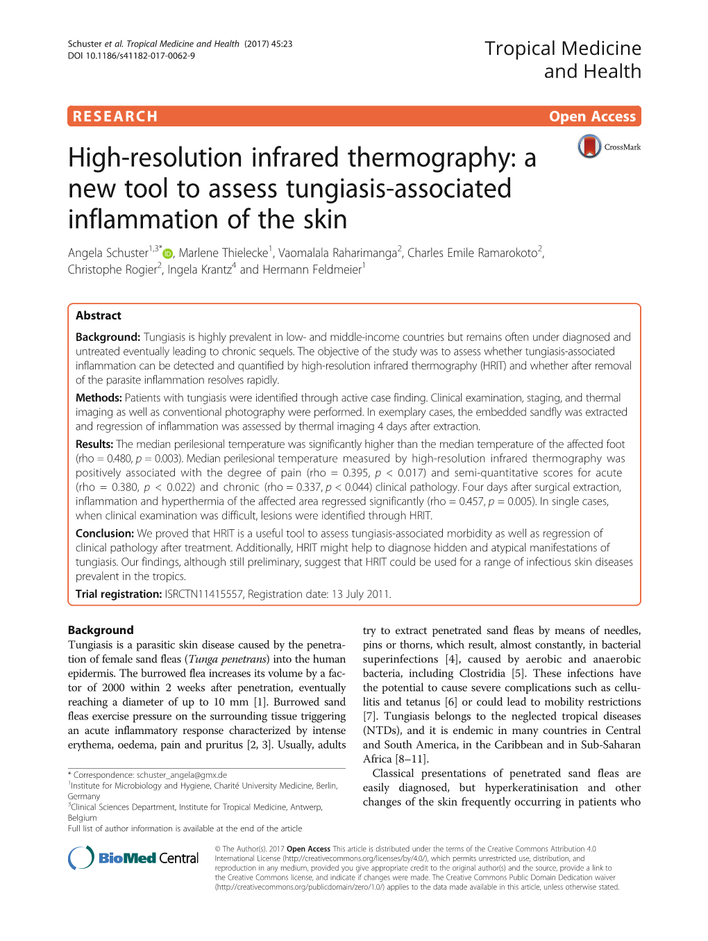 High-Resolution Infrared Thermography: a New Tool to Assess Tungiasis