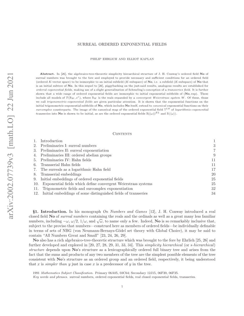 Arxiv:2002.07739V3 [Math.LO] 22 Jun 2021