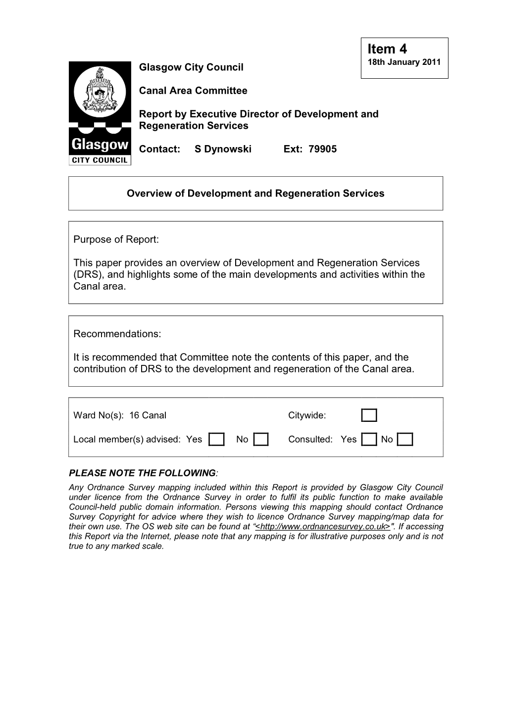 Item 4 18Th January 2011 Glasgow City Council