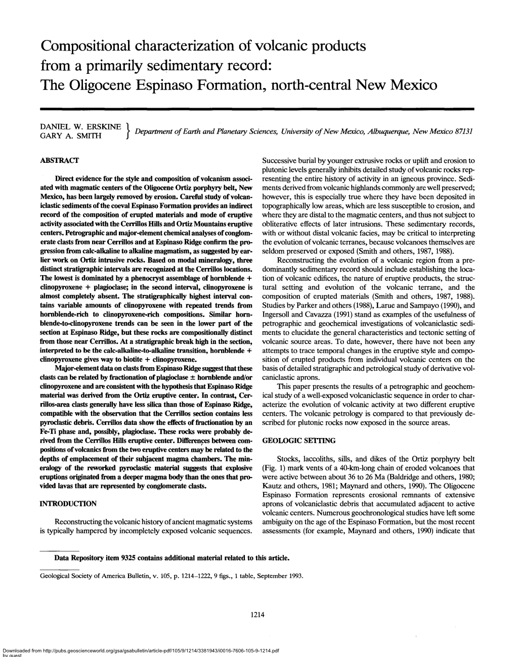 The Oligocene Espinaso Formation, North-Central New Mexico