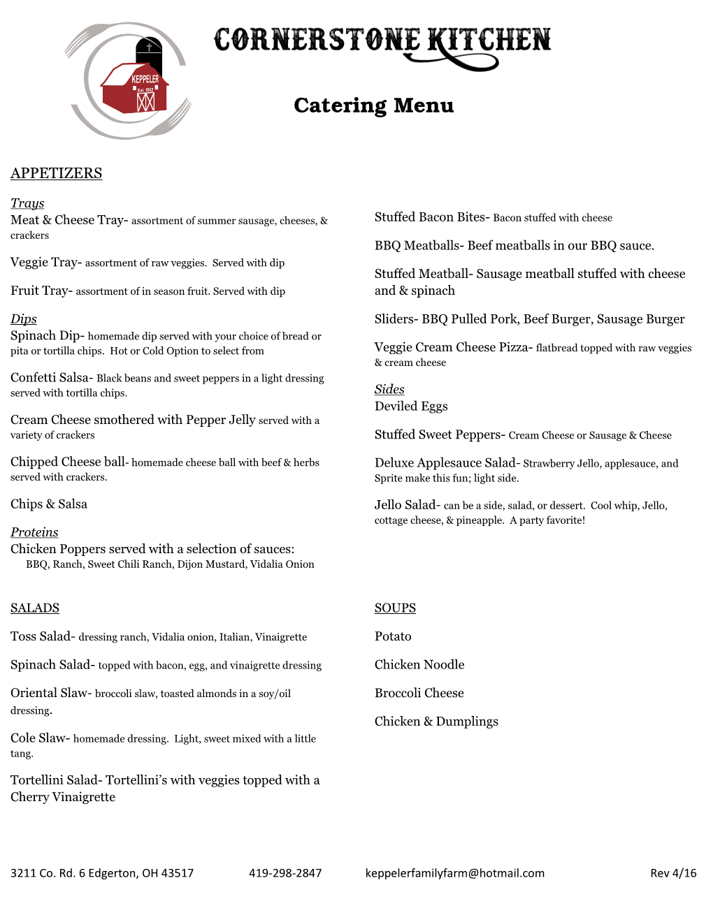 Catering Menu