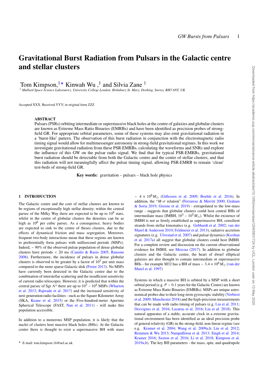 Gravitational Burst Radiation from Pulsars in the Galactic Centre And