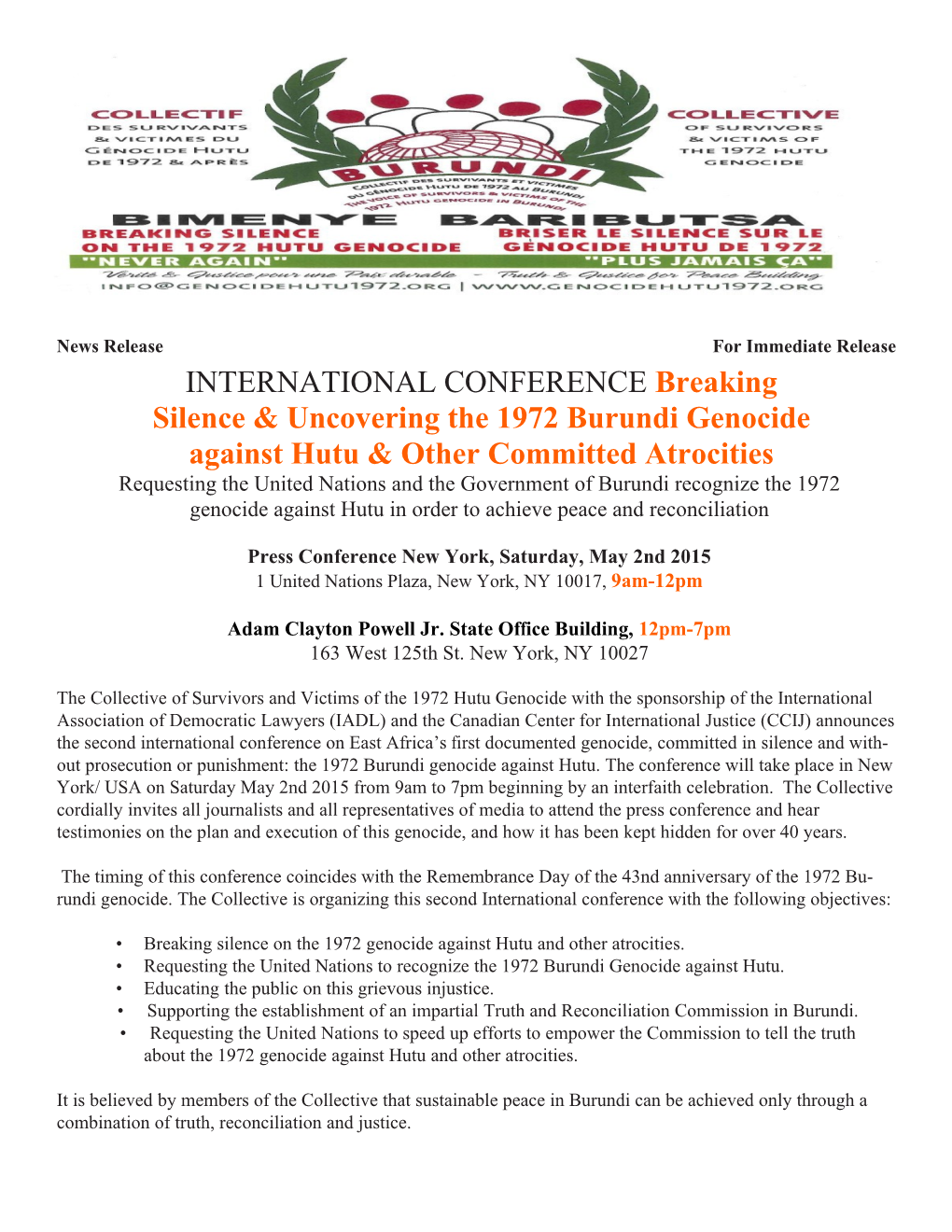 INTERNATIONAL CONFERENCE Breaking Silence & Uncovering The