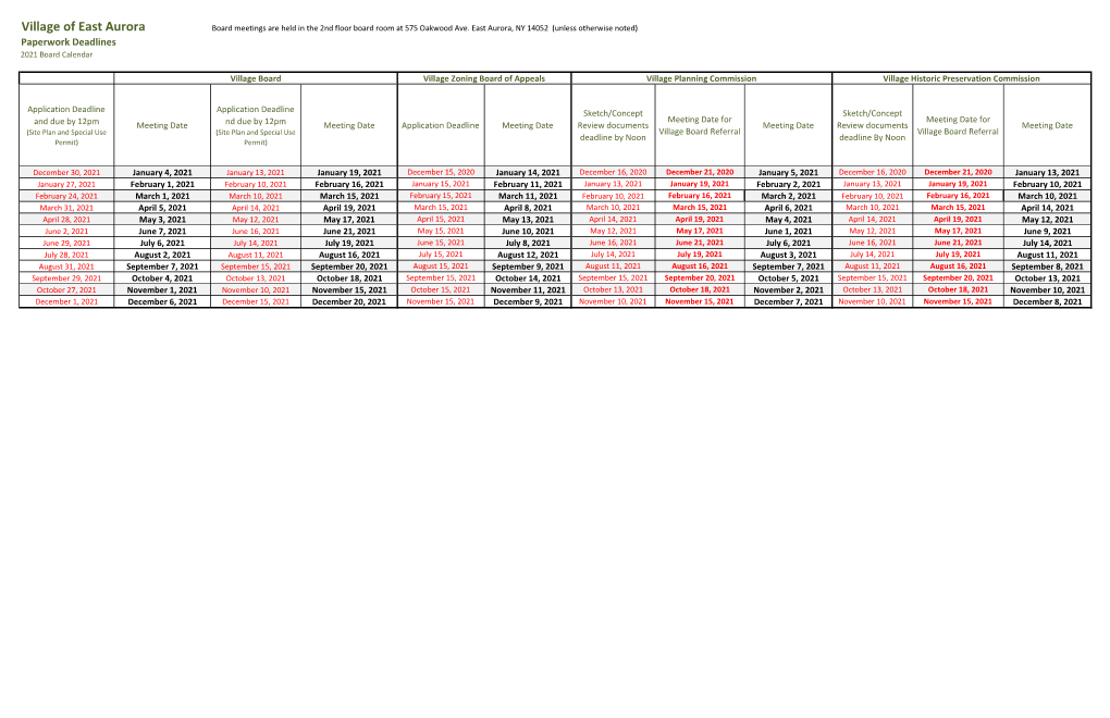 2021 Board Meeting Schedules.Xlsx