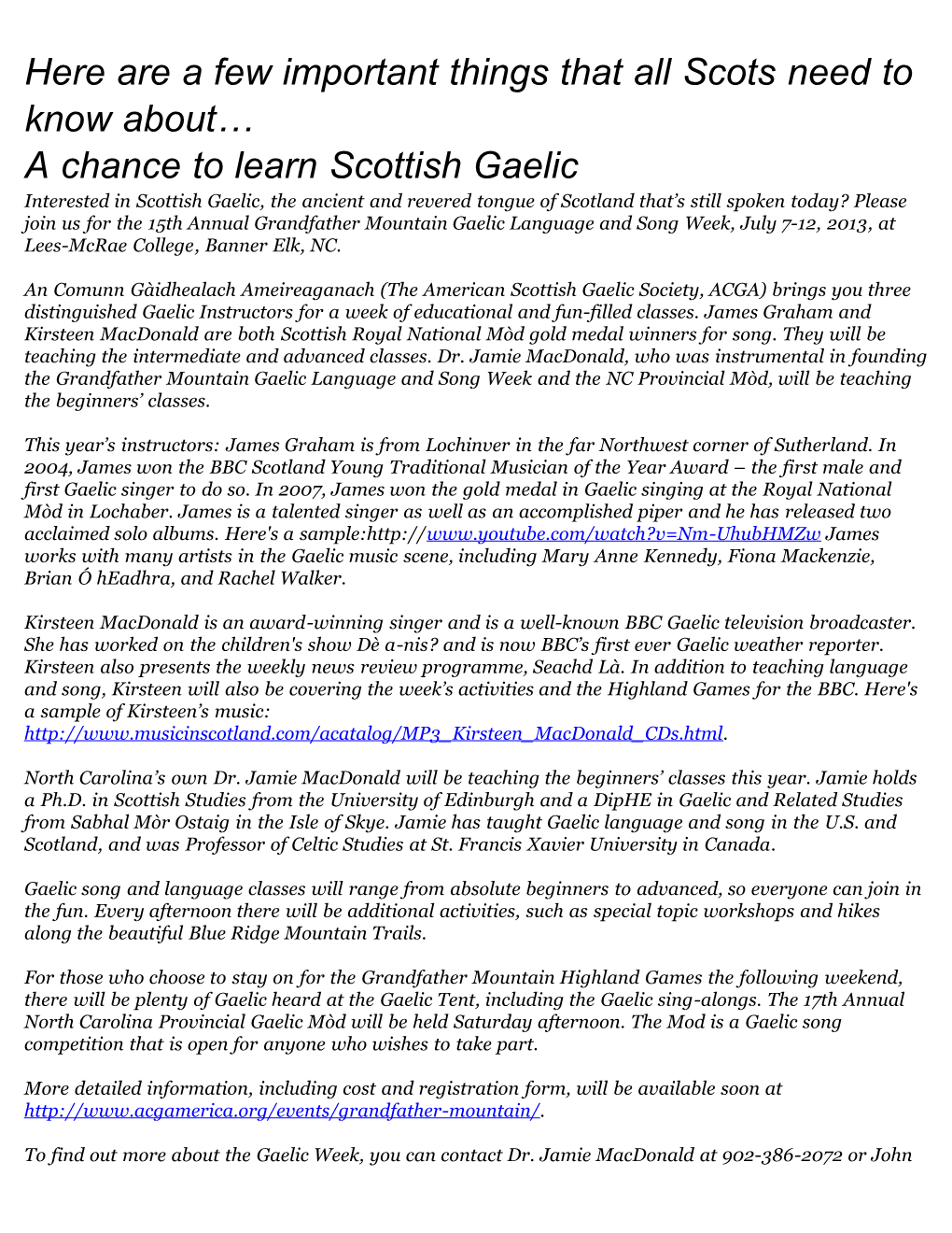 A Chance to Learn Scottish Gaelic