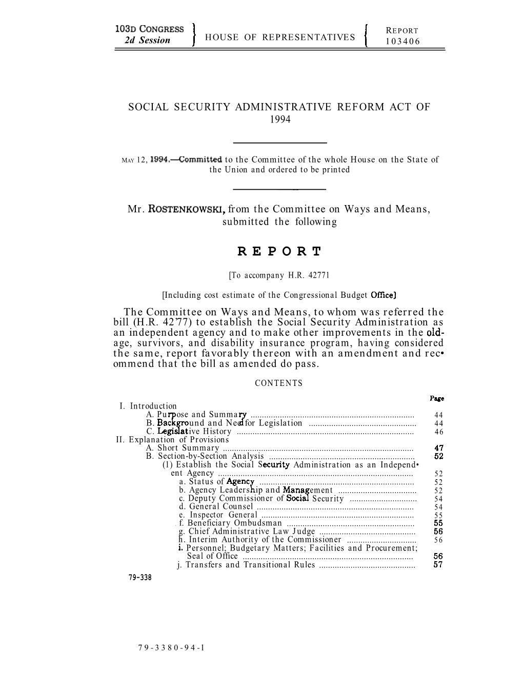 House Ways & Means Report on H.R. 4277