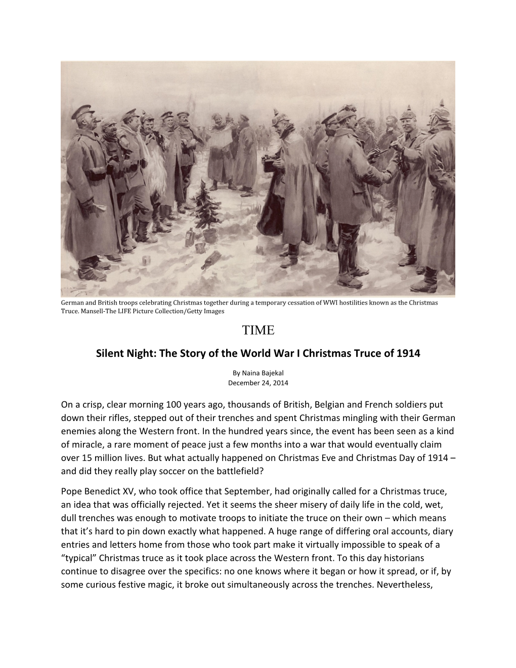 Silent Night: the Story of the World War I Christmas Truce of 1914