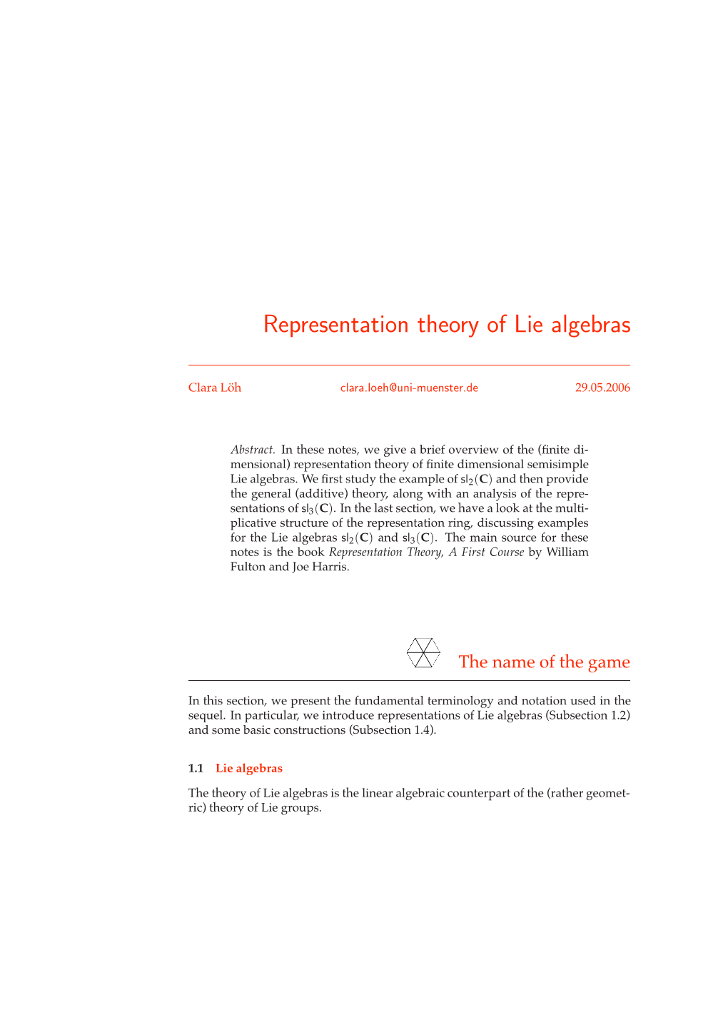 Representation Theory of Lie Algebras