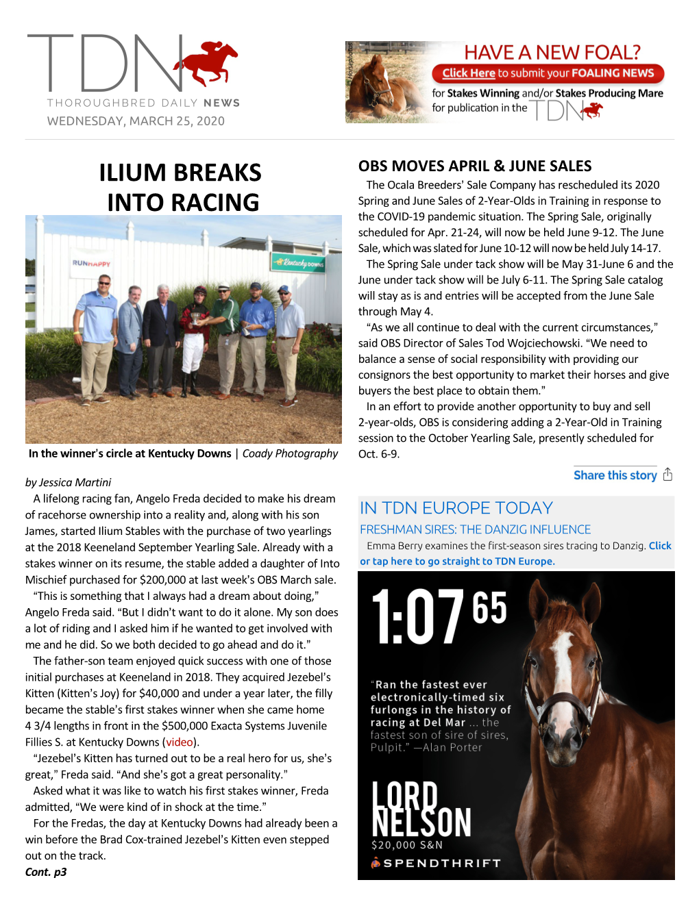 Ilium Breaks Into Racing Cont