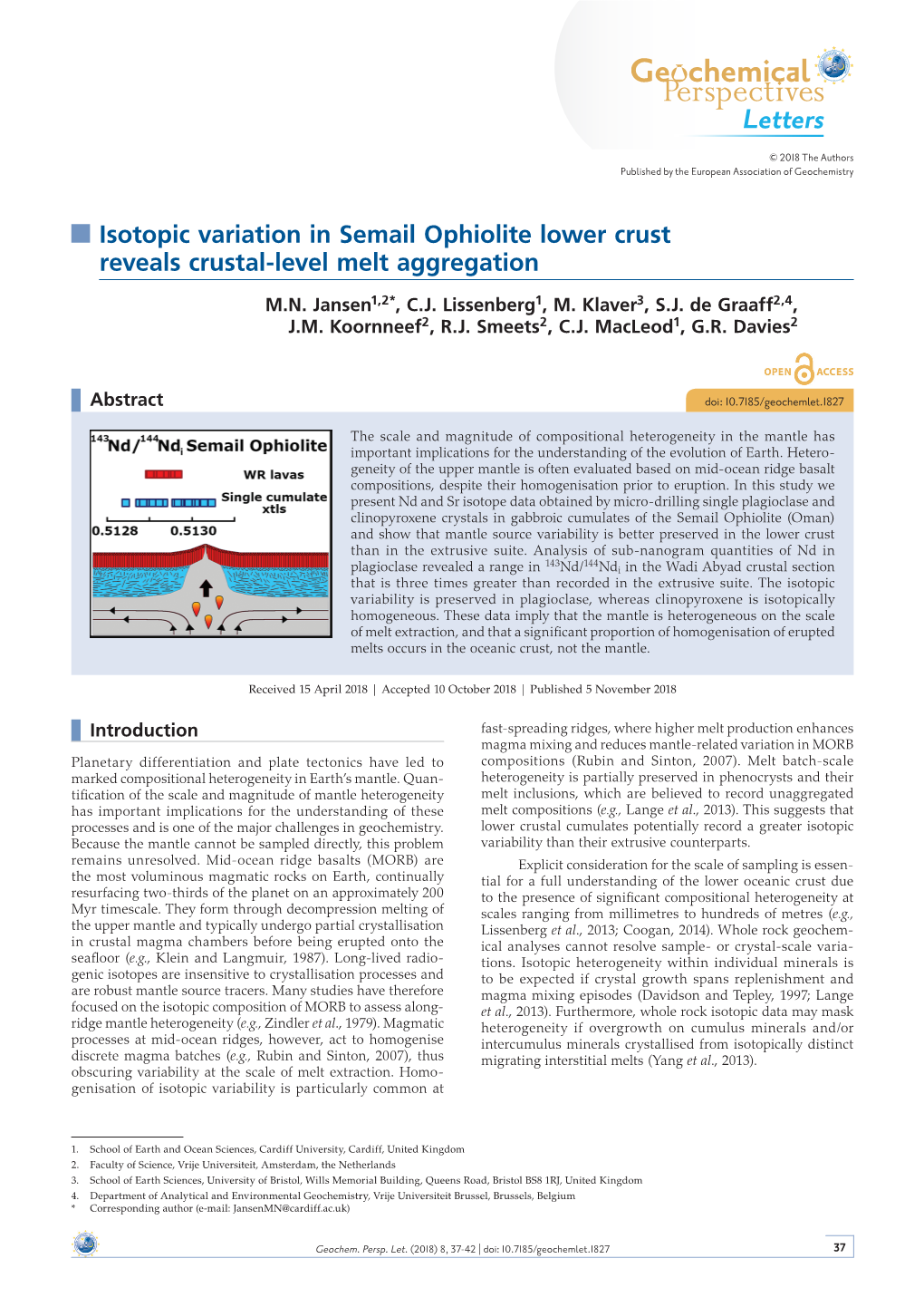 Isotopic Variation in Semail Ophiolite Lower Crust Reveals Crustal-Level Melt Aggregation