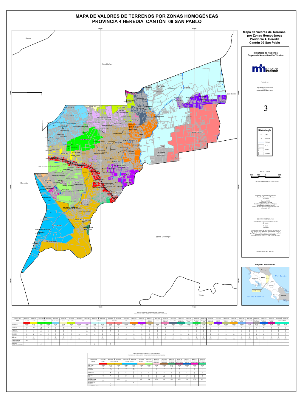 Mapa De Valores De Terrenos Por Zonas Homogéneas Provincia 4 Heredia Cantón 09 San Pablo