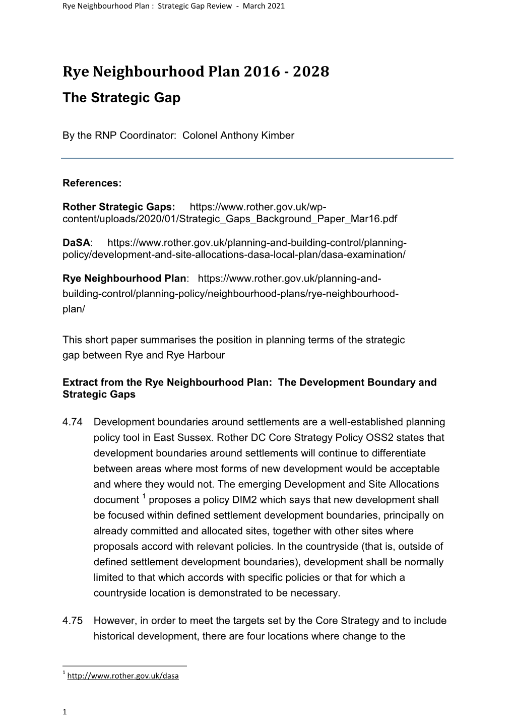 Rye Neighbourhood Plan 2016 - 2028