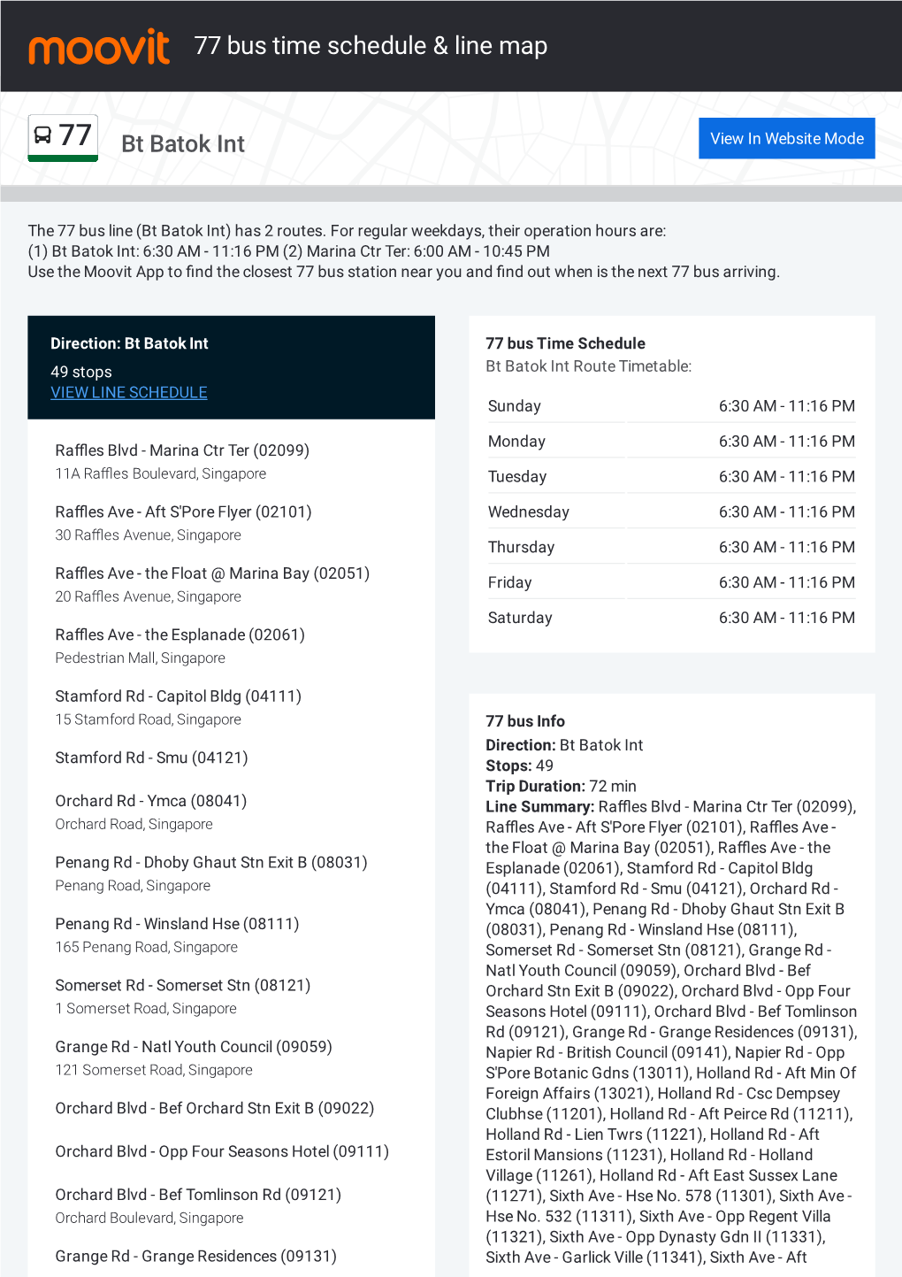 77 Bus Time Schedule & Line Route