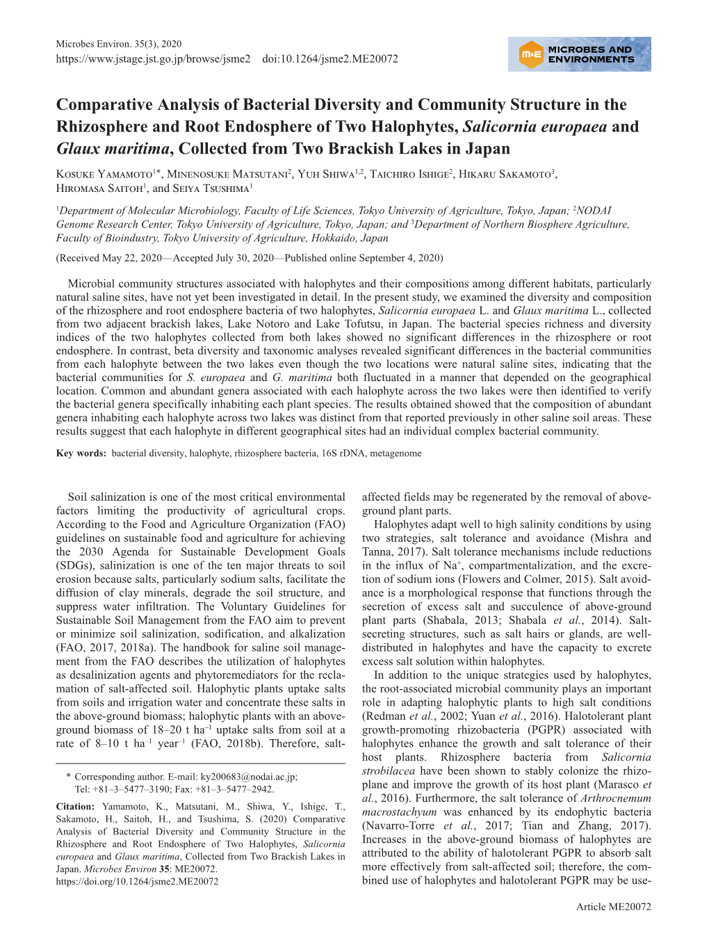 Comparative Analysis of Bacterial Diversity and Community Structure