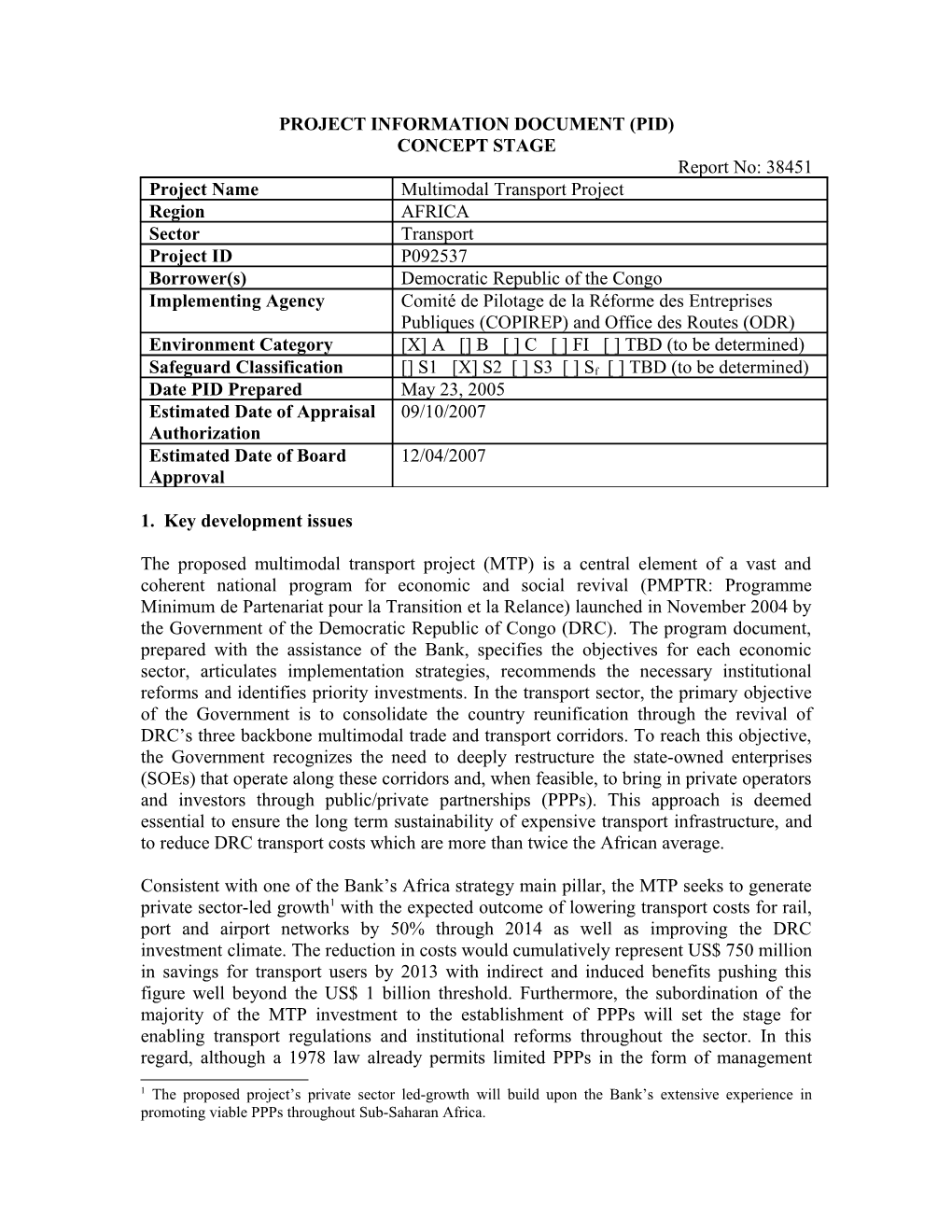 Project Information Document (Pid) s52