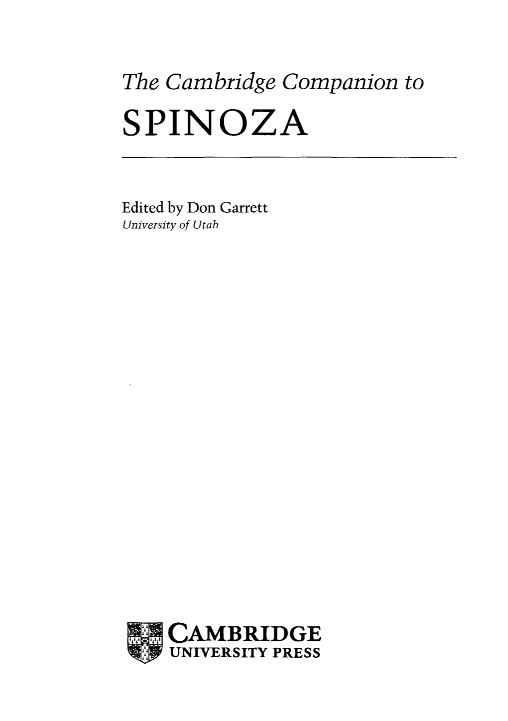 Spinoza's Life and Works