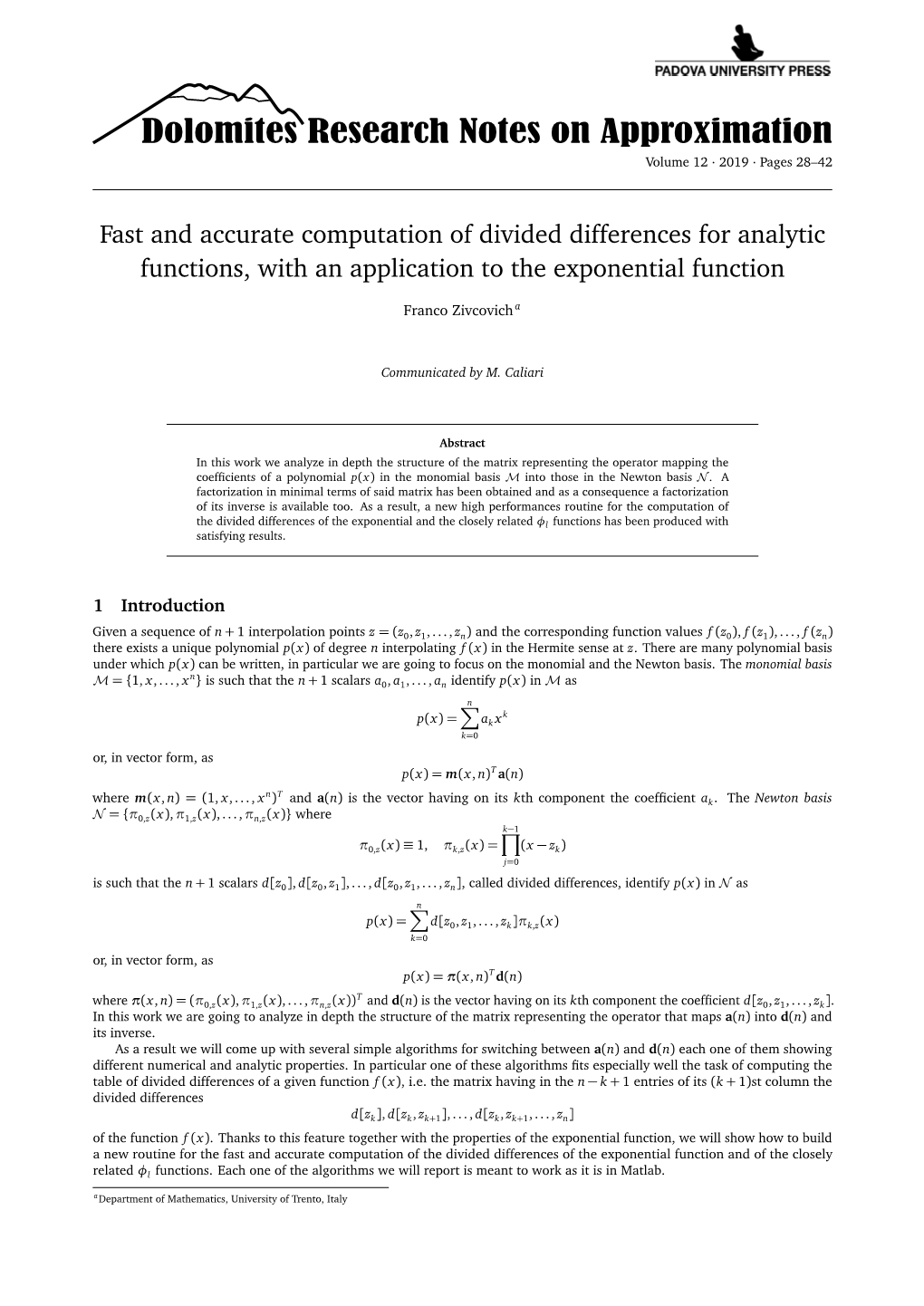 Fast and Accurate Computation of Divided Differences for Analytic Functions, with an Application to the Exponential Function
