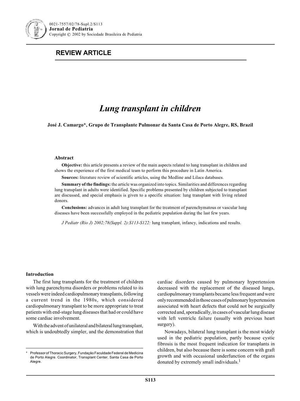 Lung Transplant in Children