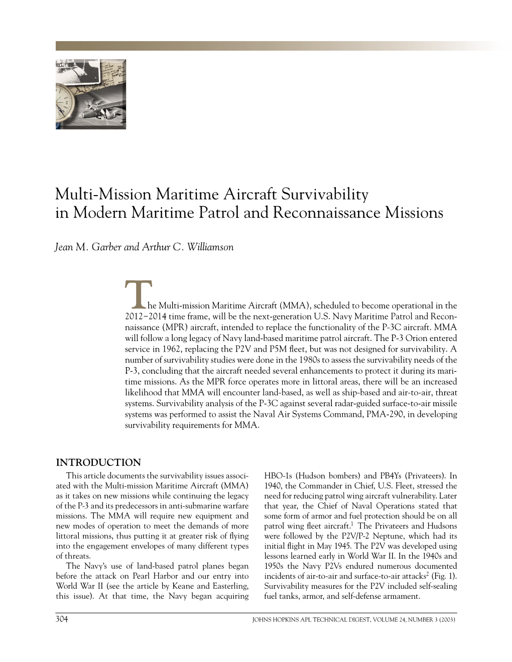 Multi-Mission Maritime Aircraft Survivability in Modern Maritime Patrol and Reconnaissance Missions