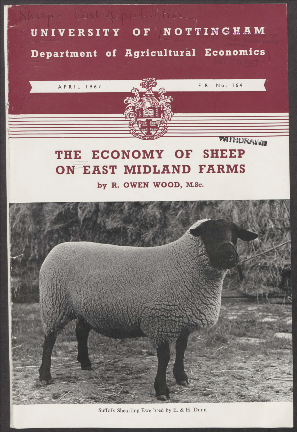 THE ECONOMY of SHEEP on EAST MIDLAND FARMS by R