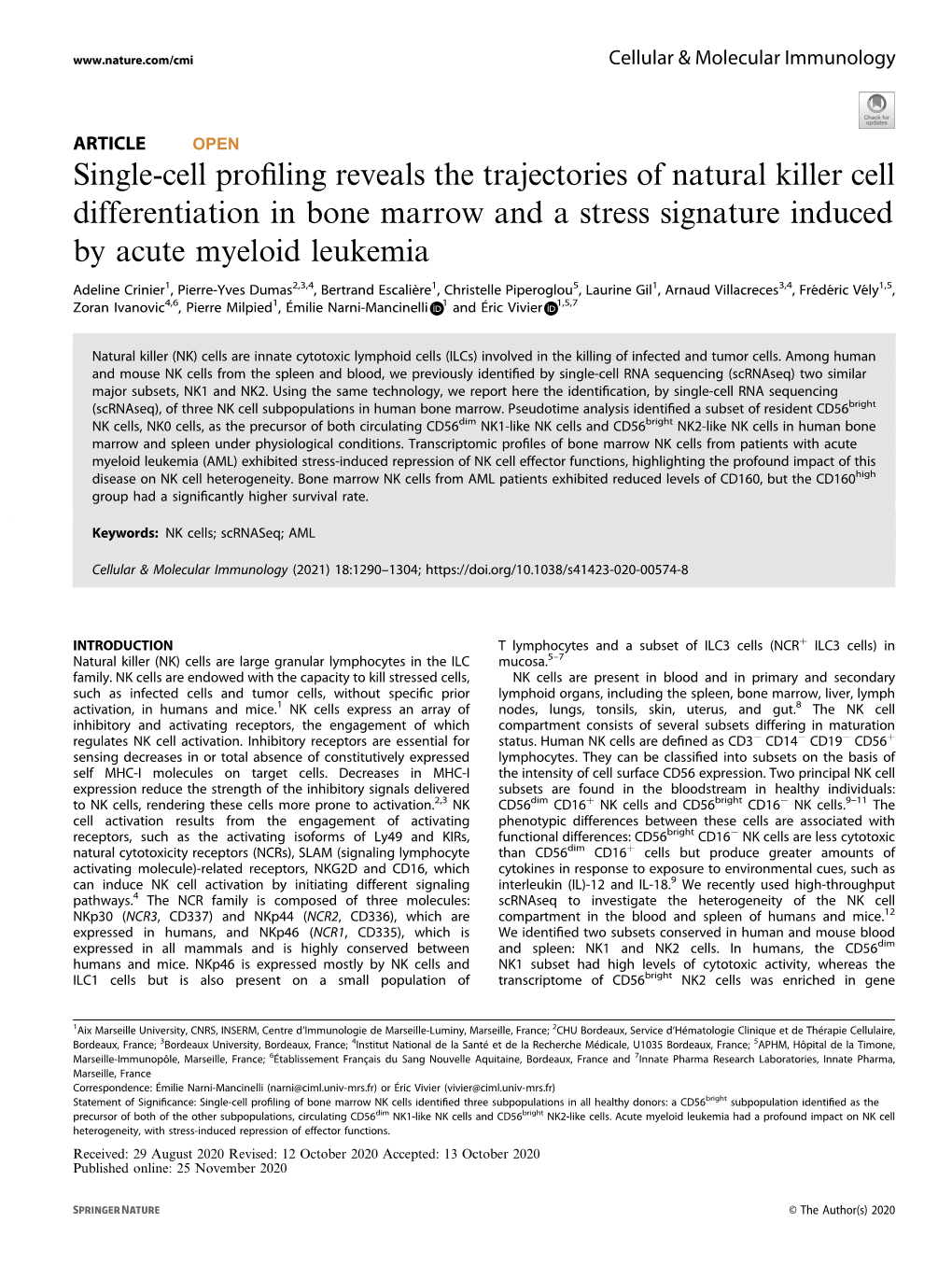 Single-Cell Profiling Reveals the Trajectories of Natural Killer Cell