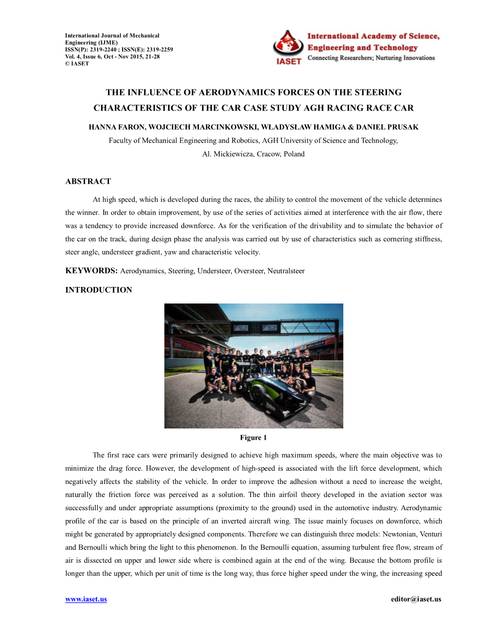 The Influence of Aerodynamics Forces on the Steering Characteristics of the Car Case Study Agh Racing Race Car