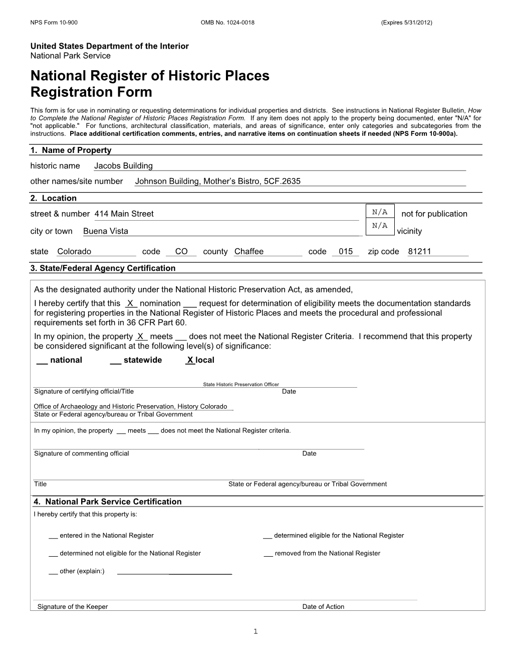 National Register of Historic Places Registration Form