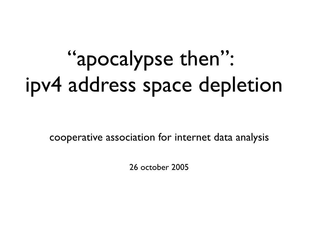 Ipv4 Address Space Depletion