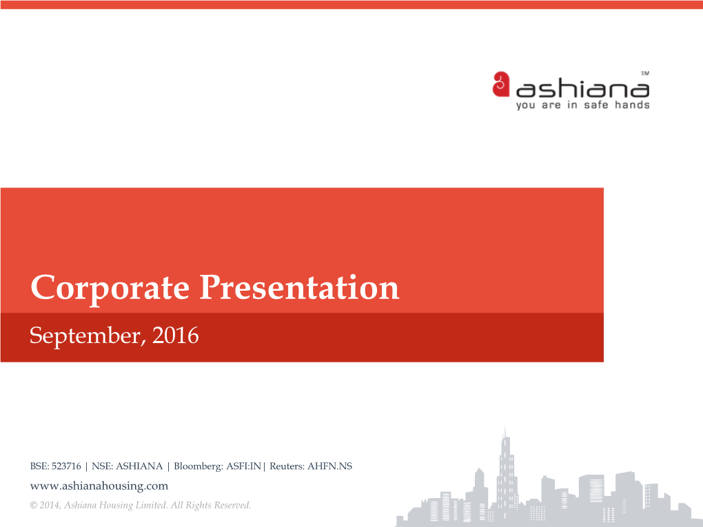 Corporate Presentation September, 2016