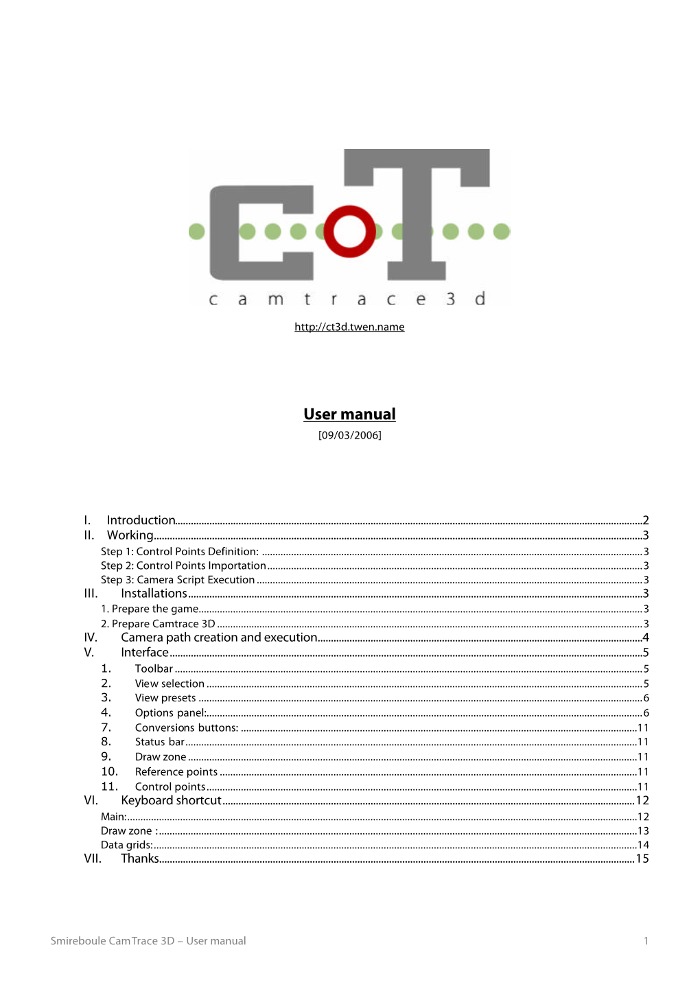 Camtrace3d User Manual