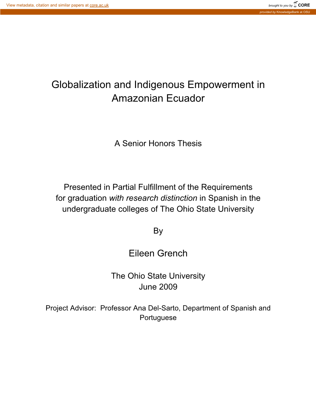 Globalization and Indigenous Empowerment in Amazonian Ecuador