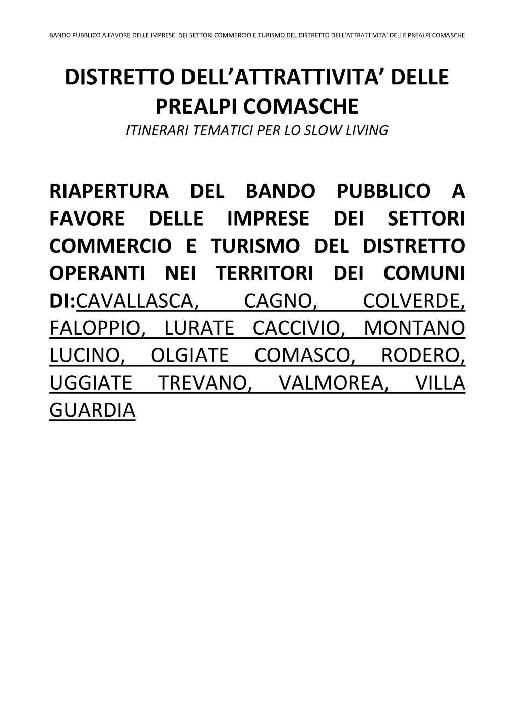 Distretto Dell'attrattivita' Delle Prealpi Comasche