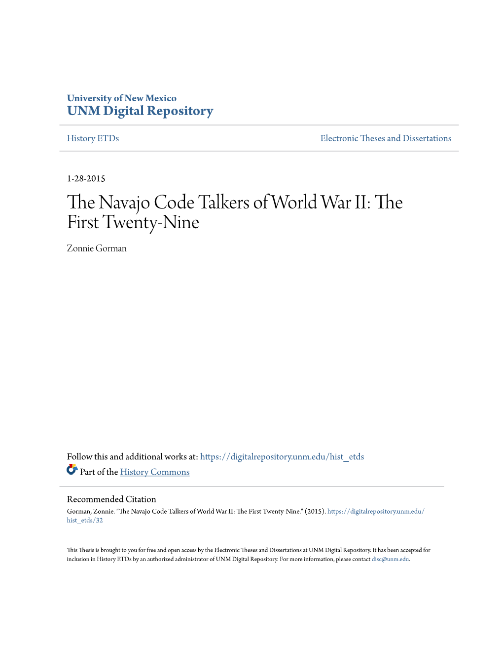 The Navajo Code Talkers of World War Ii: the First Twenty-Nine