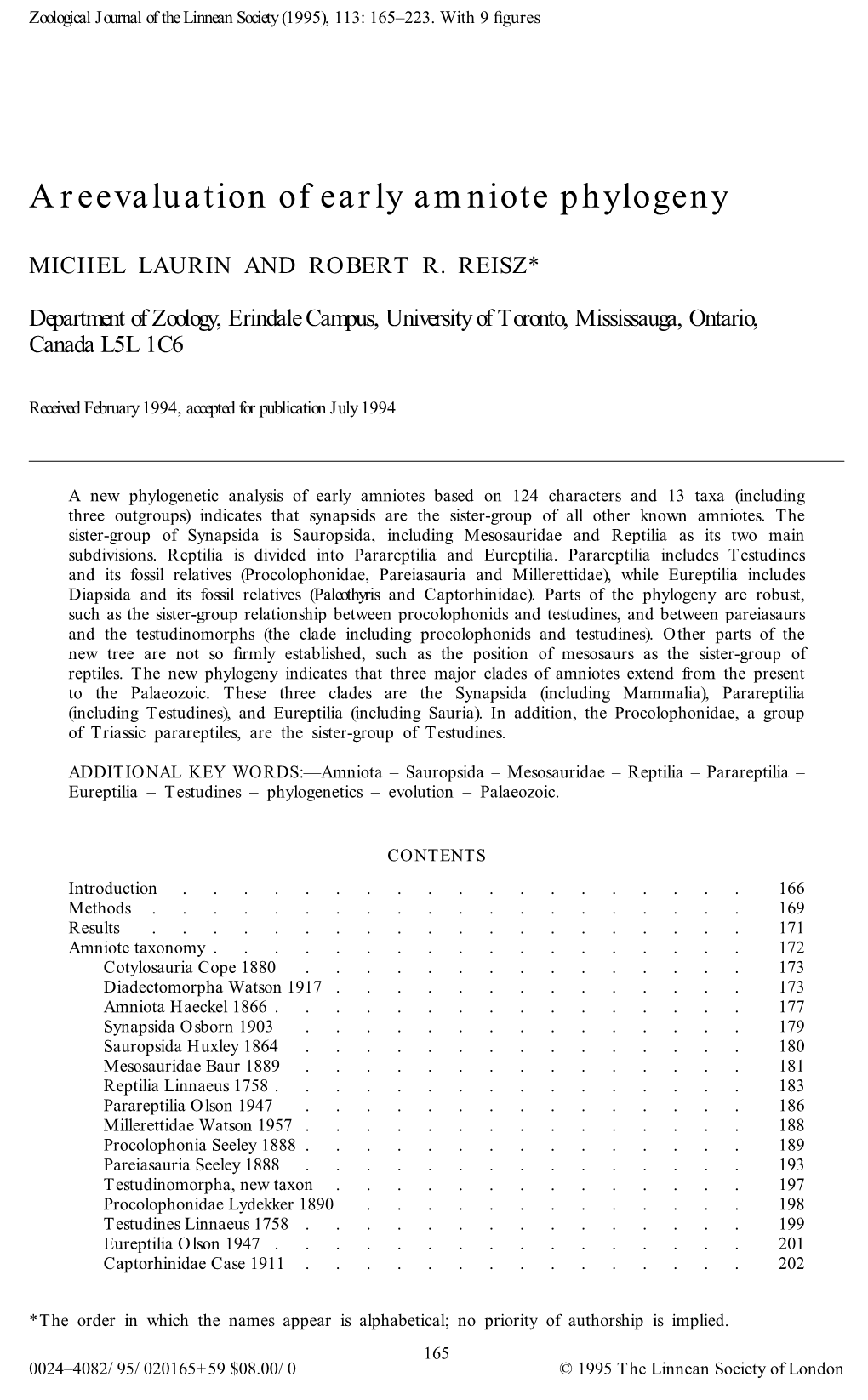 A Reevaluation of Early Amniote Phylogeny