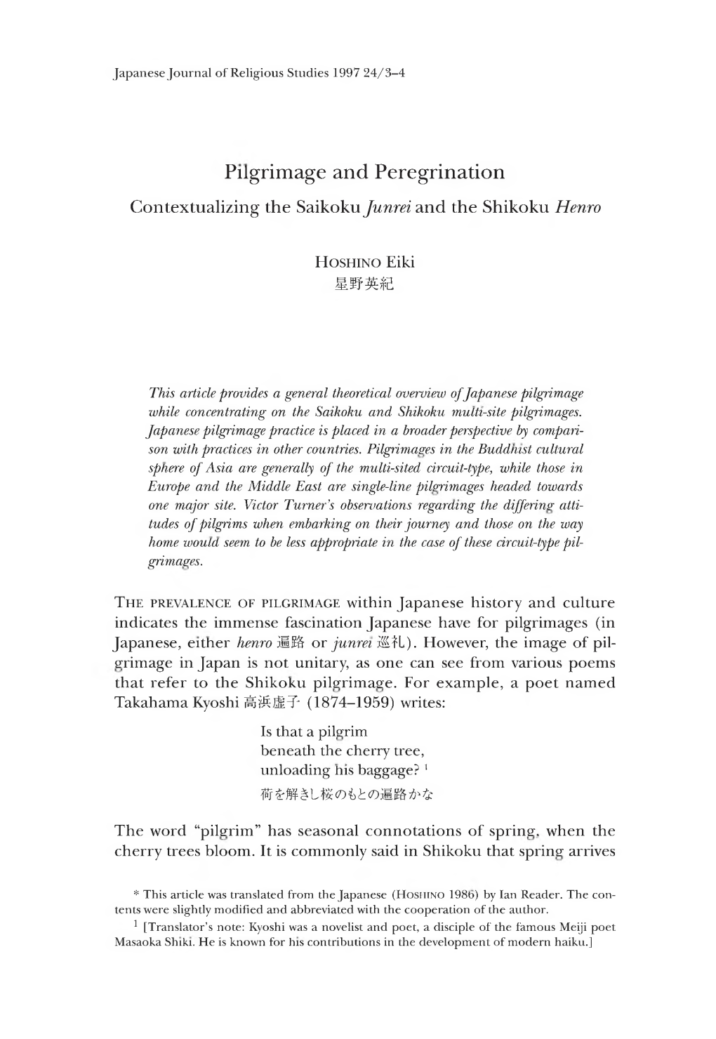 Pilgrimage and Peregrination Contextualizing the Saikoku Junrei and the Shikoku Henro