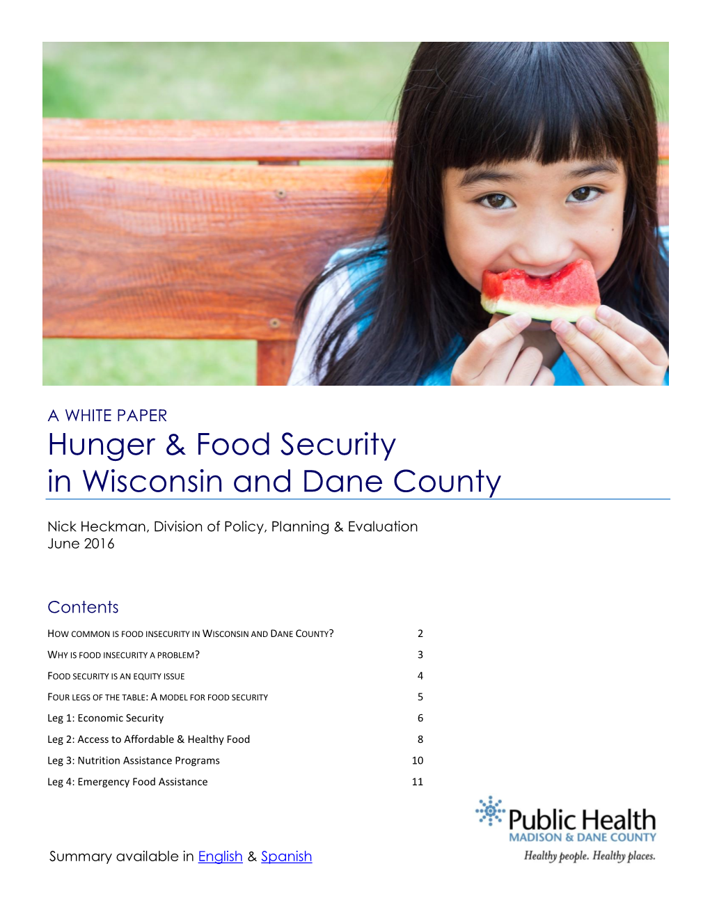 Hunger & Food Security in Wisconsin and Dane County