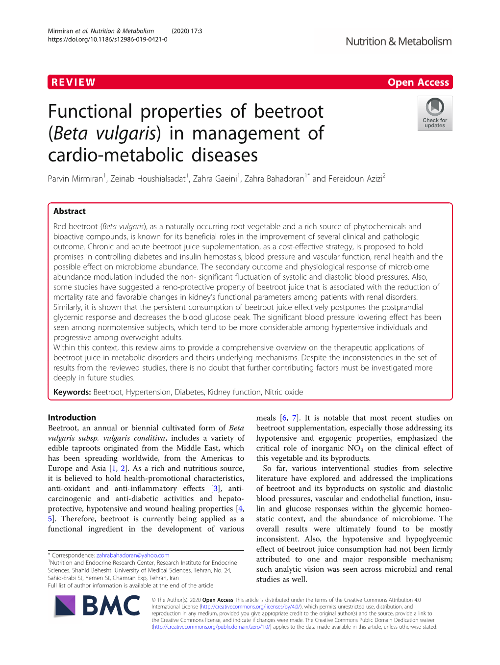 Functional Properties of Beetroot (Beta Vulgaris) in Management Of