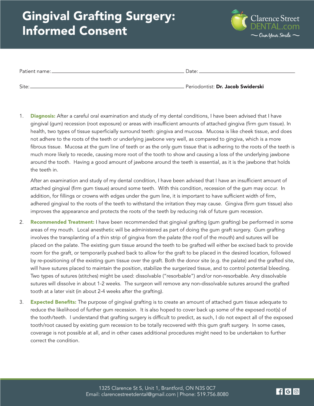 Consent for Gingival Grafting Surgery