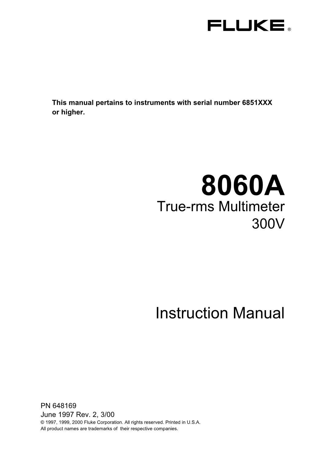 8060A True-Rms Multimeter 300V